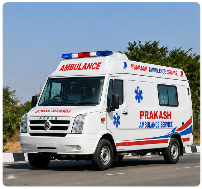 Prakash Ambulance Service ambulance ready for emergency transportation